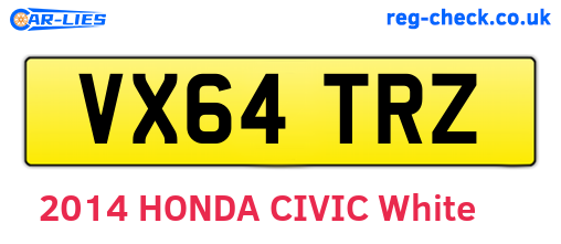 VX64TRZ are the vehicle registration plates.