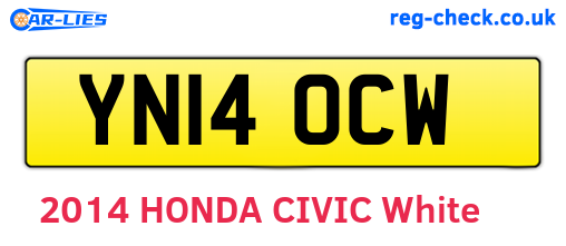 YN14OCW are the vehicle registration plates.