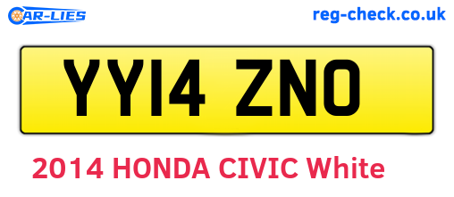 YY14ZNO are the vehicle registration plates.