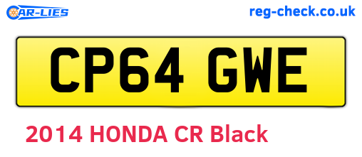 CP64GWE are the vehicle registration plates.