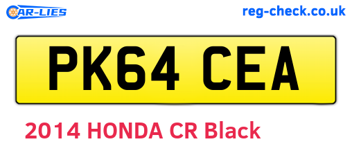 PK64CEA are the vehicle registration plates.