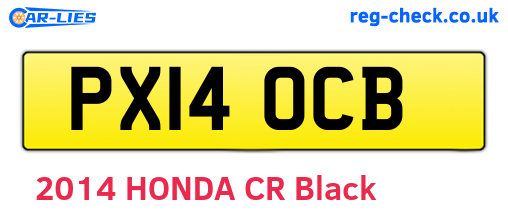 PX14OCB are the vehicle registration plates.