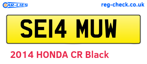 SE14MUW are the vehicle registration plates.