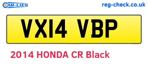 VX14VBP are the vehicle registration plates.