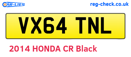 VX64TNL are the vehicle registration plates.