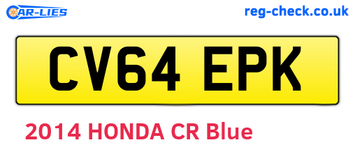 CV64EPK are the vehicle registration plates.