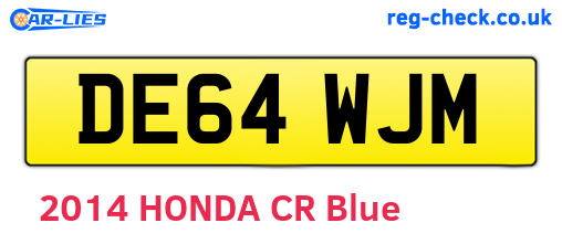 DE64WJM are the vehicle registration plates.