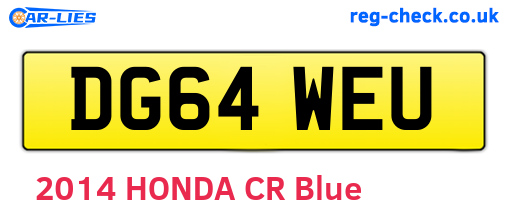 DG64WEU are the vehicle registration plates.