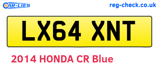 LX64XNT are the vehicle registration plates.