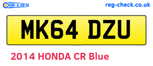 MK64DZU are the vehicle registration plates.