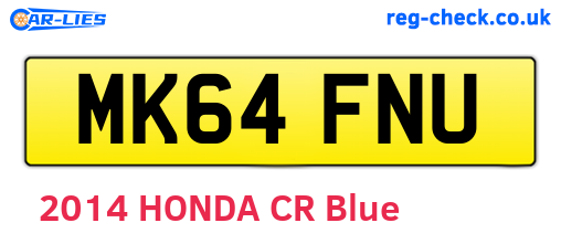 MK64FNU are the vehicle registration plates.