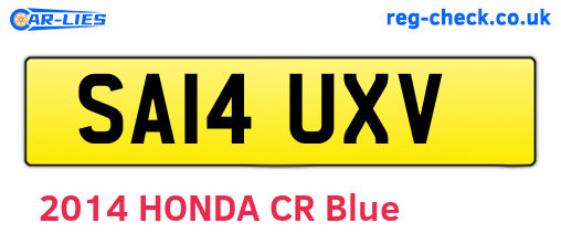 SA14UXV are the vehicle registration plates.