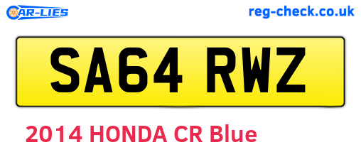 SA64RWZ are the vehicle registration plates.
