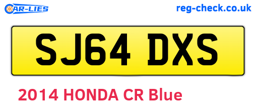 SJ64DXS are the vehicle registration plates.