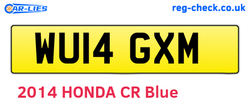 WU14GXM are the vehicle registration plates.