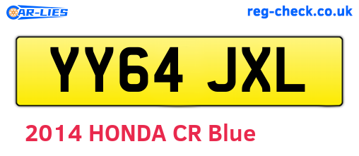 YY64JXL are the vehicle registration plates.