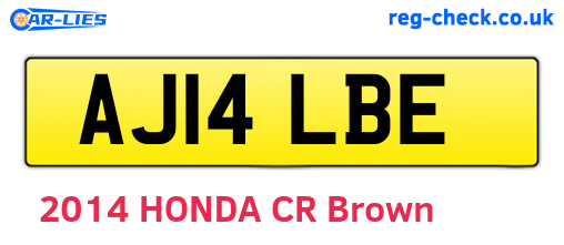 AJ14LBE are the vehicle registration plates.