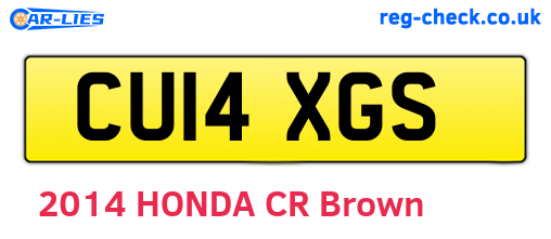 CU14XGS are the vehicle registration plates.