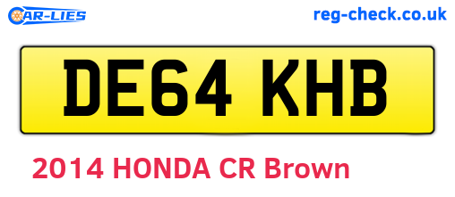 DE64KHB are the vehicle registration plates.