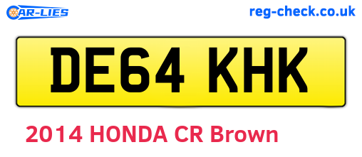 DE64KHK are the vehicle registration plates.