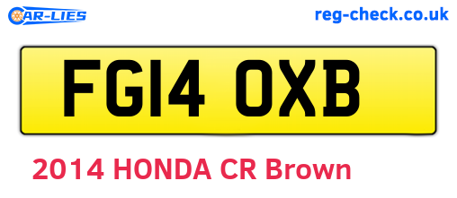 FG14OXB are the vehicle registration plates.