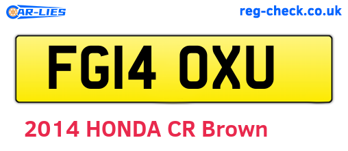 FG14OXU are the vehicle registration plates.
