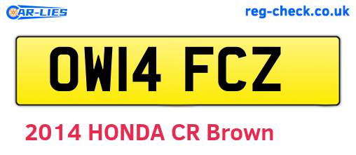 OW14FCZ are the vehicle registration plates.