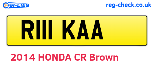 R111KAA are the vehicle registration plates.