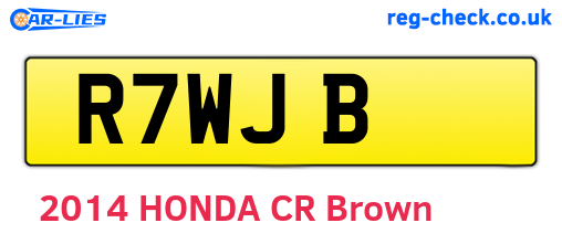 R7WJB are the vehicle registration plates.