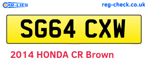 SG64CXW are the vehicle registration plates.