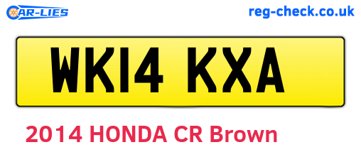 WK14KXA are the vehicle registration plates.