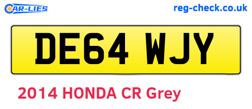 DE64WJY are the vehicle registration plates.