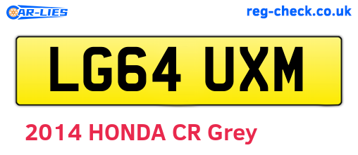LG64UXM are the vehicle registration plates.