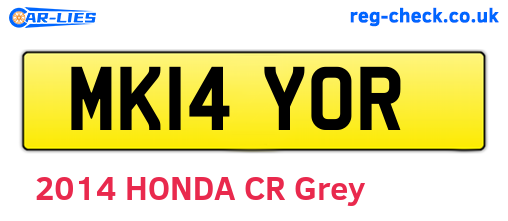 MK14YOR are the vehicle registration plates.