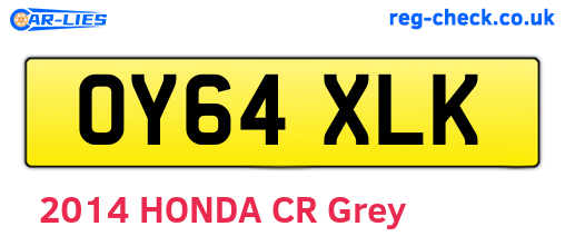 OY64XLK are the vehicle registration plates.