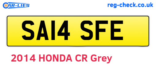 SA14SFE are the vehicle registration plates.