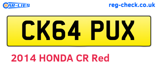 CK64PUX are the vehicle registration plates.