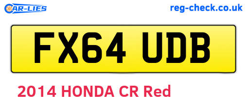 FX64UDB are the vehicle registration plates.