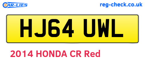 HJ64UWL are the vehicle registration plates.