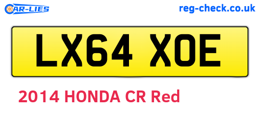 LX64XOE are the vehicle registration plates.