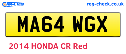 MA64WGX are the vehicle registration plates.