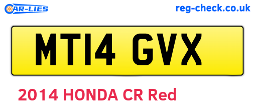 MT14GVX are the vehicle registration plates.
