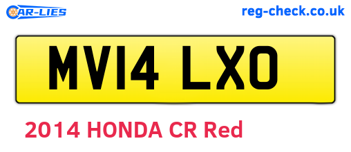 MV14LXO are the vehicle registration plates.