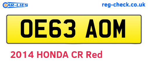 OE63AOM are the vehicle registration plates.