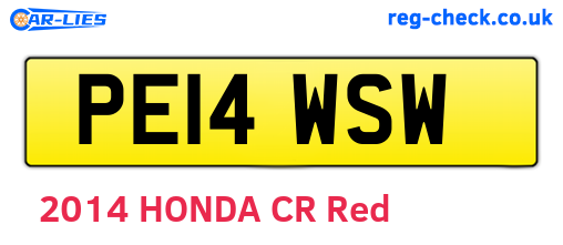 PE14WSW are the vehicle registration plates.