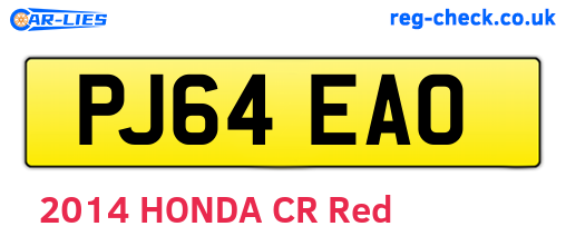 PJ64EAO are the vehicle registration plates.