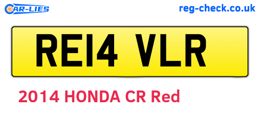 RE14VLR are the vehicle registration plates.