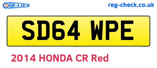 SD64WPE are the vehicle registration plates.