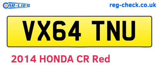 VX64TNU are the vehicle registration plates.