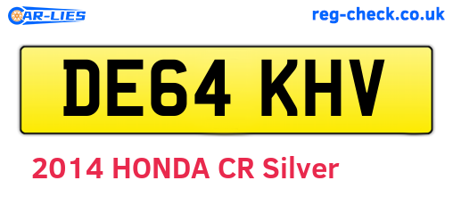 DE64KHV are the vehicle registration plates.